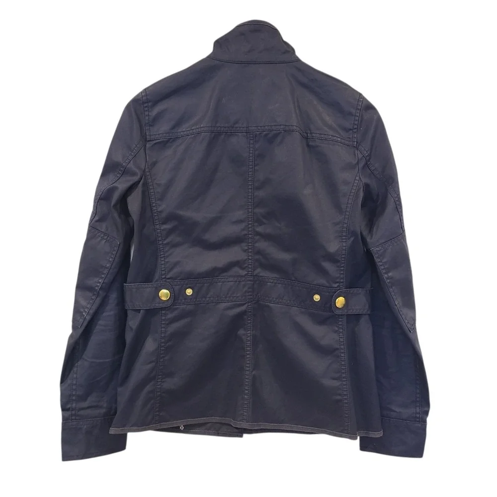 J.Crew Womens Utility Field Wax Jacket Navy Blue Gold Button XS Lightweight - Picture 5 of 9